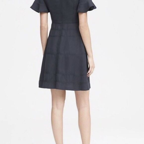 Banana Republic Flutter Sleeve Fit Flare Navy Dress With Pockets Size 4 - Picture 7 of 15